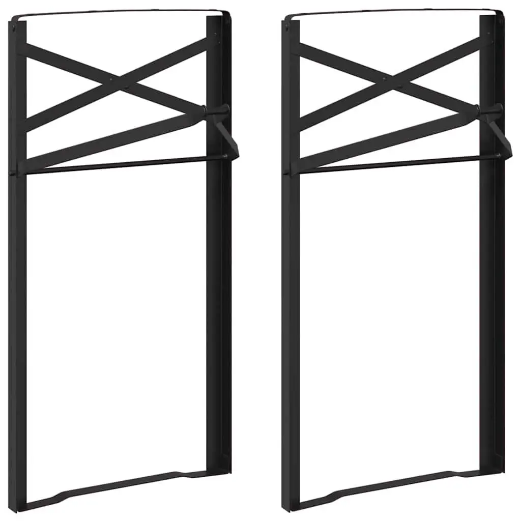 Table Legs Modern Black 39 x 3 x 75 cm Powder-Coated Steel Indoor Outdoor 2 pcs