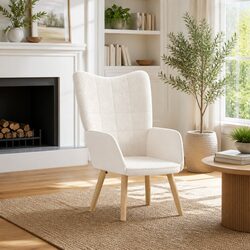 Cream Sherpa Fabric Armchair for Cozy Living Spaces