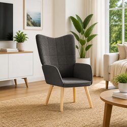 Cozy Dark Grey Sherpa Ergonomic Armchair for Living Spaces