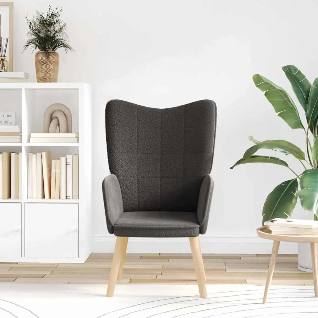 Armchair Dark Grey Sherpa Fabric Ergonomic Living Room Bedroom