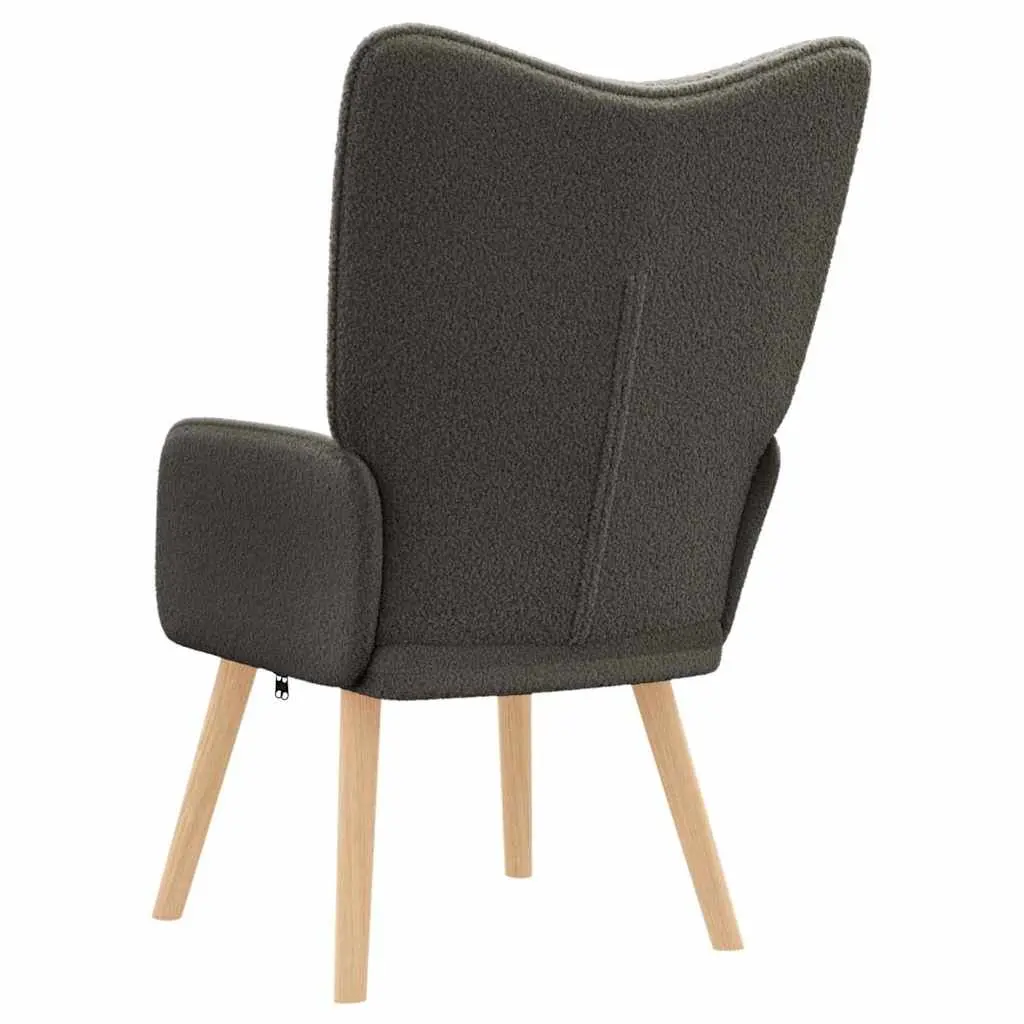 Armchair Dark Grey Sherpa Fabric Ergonomic Living Room Bedroom