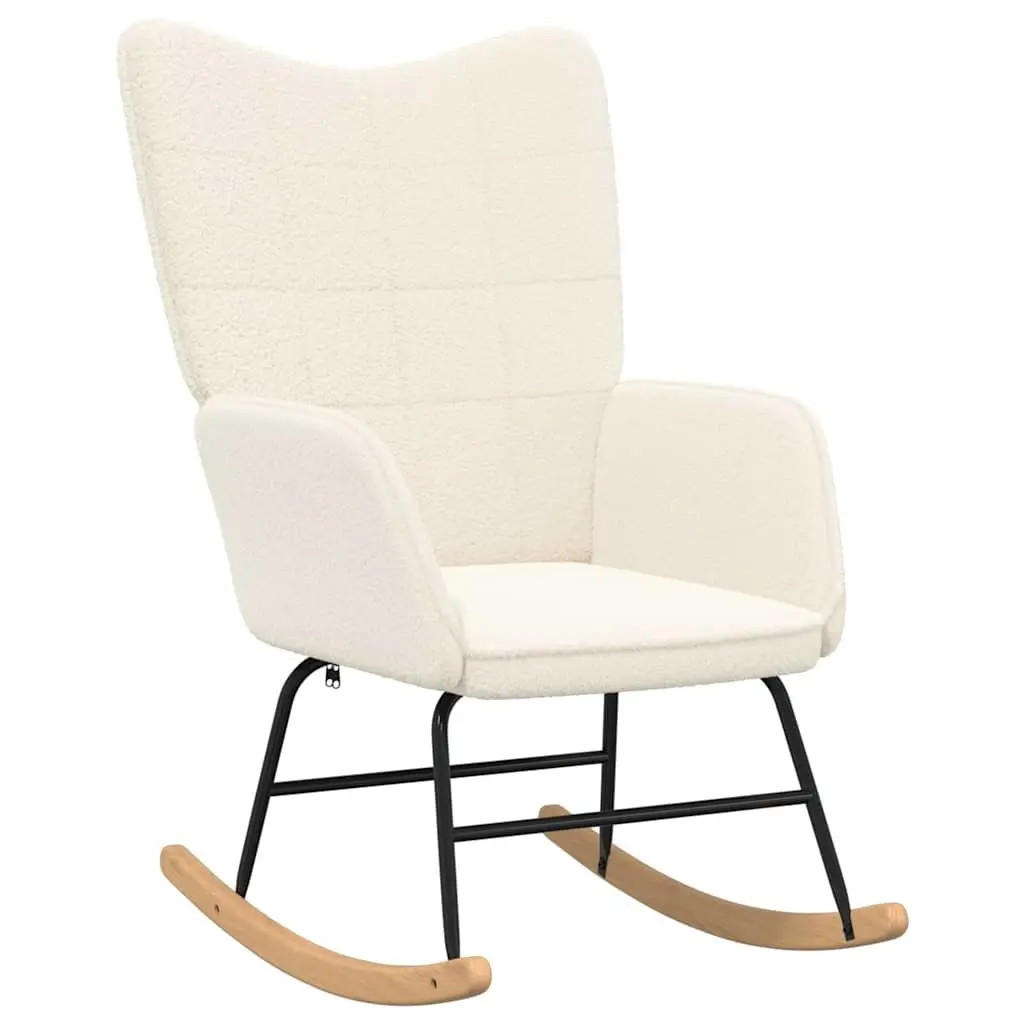 Rocking Chair Cream Sherpa Fabric Modern Armchair Living Room Bedroom Furniture