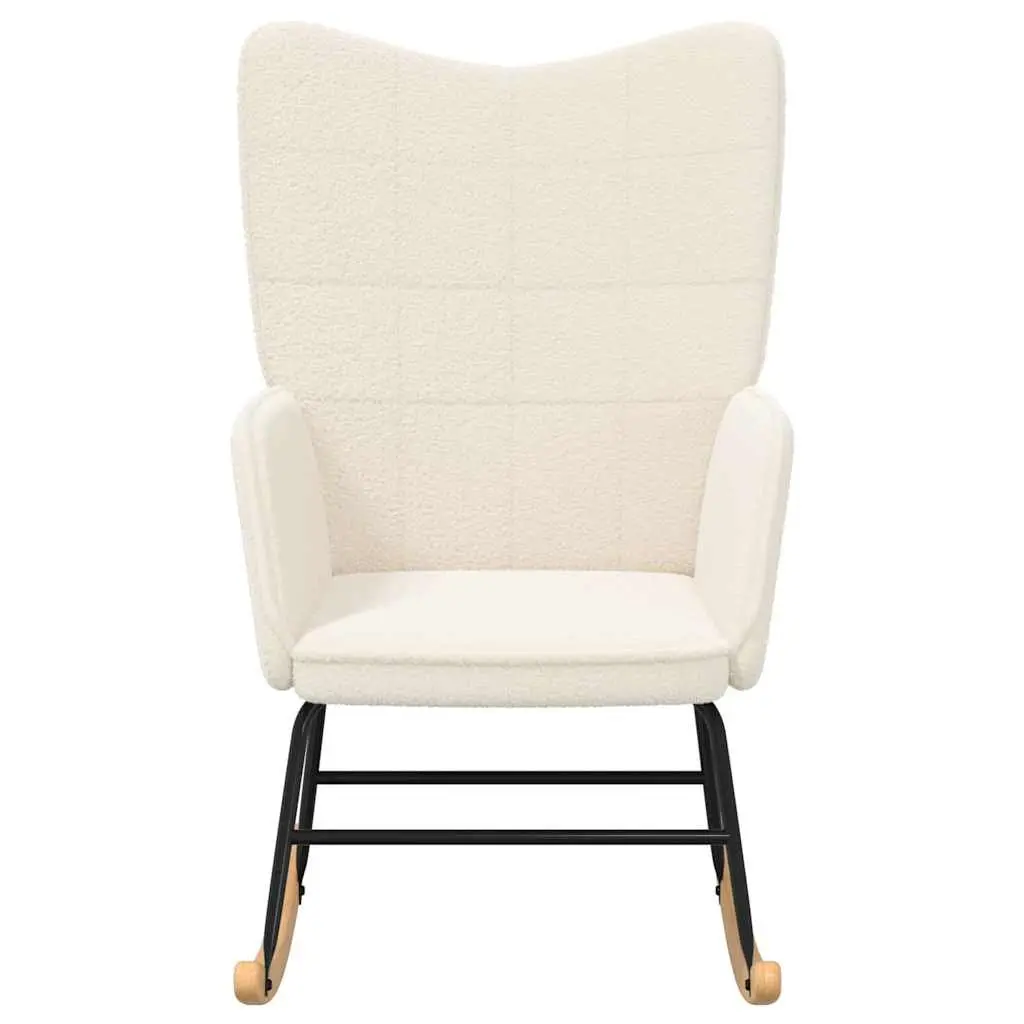 Rocking Chair Cream Sherpa Fabric Modern Armchair Living Room Bedroom Furniture