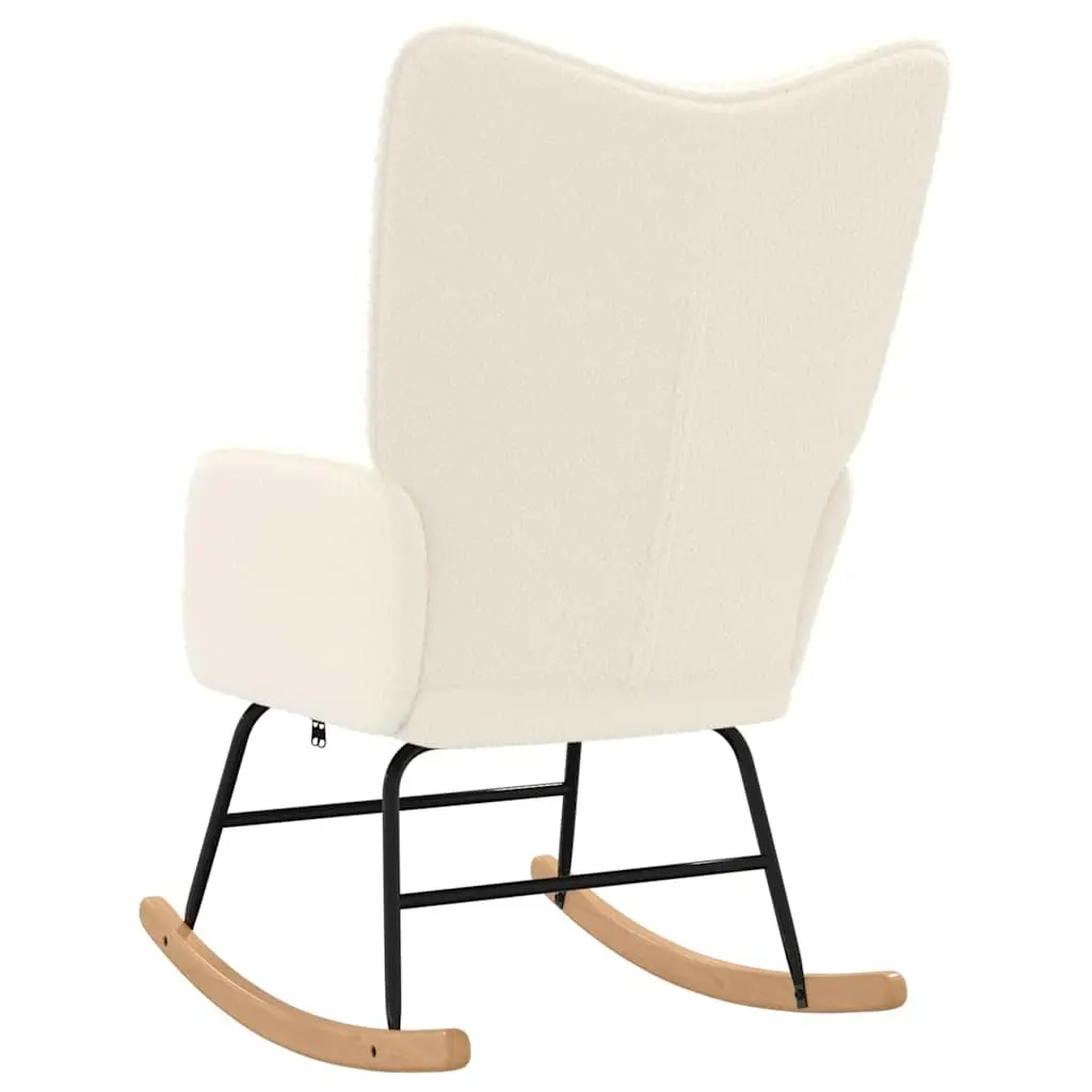 Rocking Chair Cream Sherpa Fabric Modern Armchair Living Room Bedroom Furniture