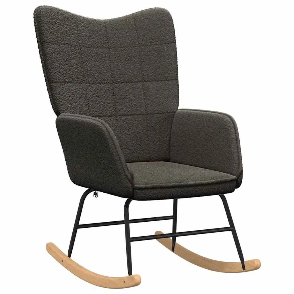 Rocking Chair Grey Sherpa Fabric Padded Armrests Living Room Bedroom Office