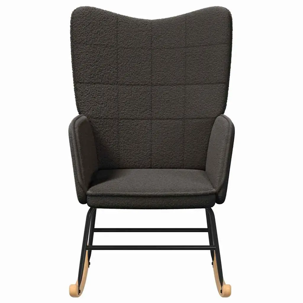 Rocking Chair Grey Sherpa Fabric Padded Armrests Living Room Bedroom Office