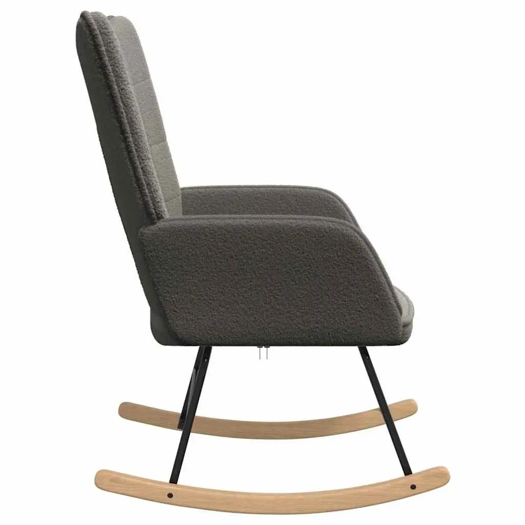 Rocking Chair Grey Sherpa Fabric Padded Armrests Living Room Bedroom Office