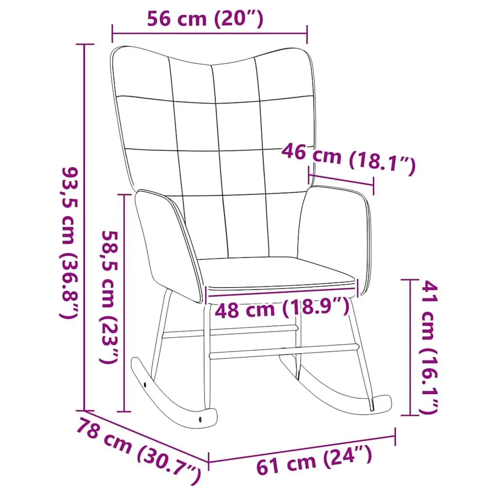 Rocking Chair Grey Sherpa Fabric Padded Armrests Living Room Bedroom Office
