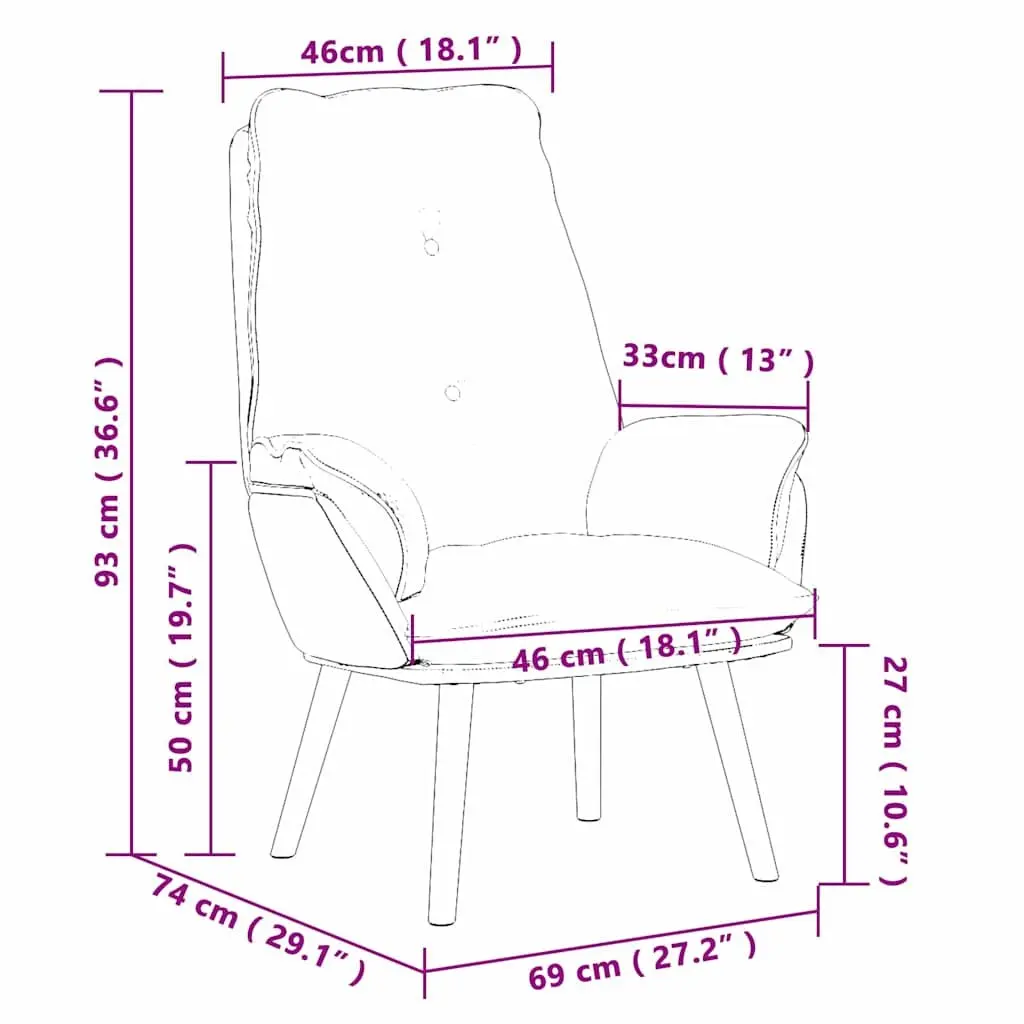 Grey Armchair Modern Fabric Seat Cushioned Armrests 69 x 74 x 93 cm Polyester