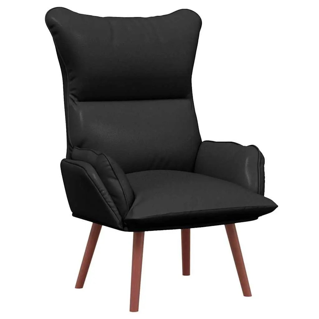 Black Armchair Modern Relaxing Chair Faux Leather Lounge Furniture Living Room