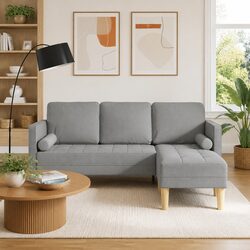 Light Grey Modular Sofa Set with Cushions for Living Room