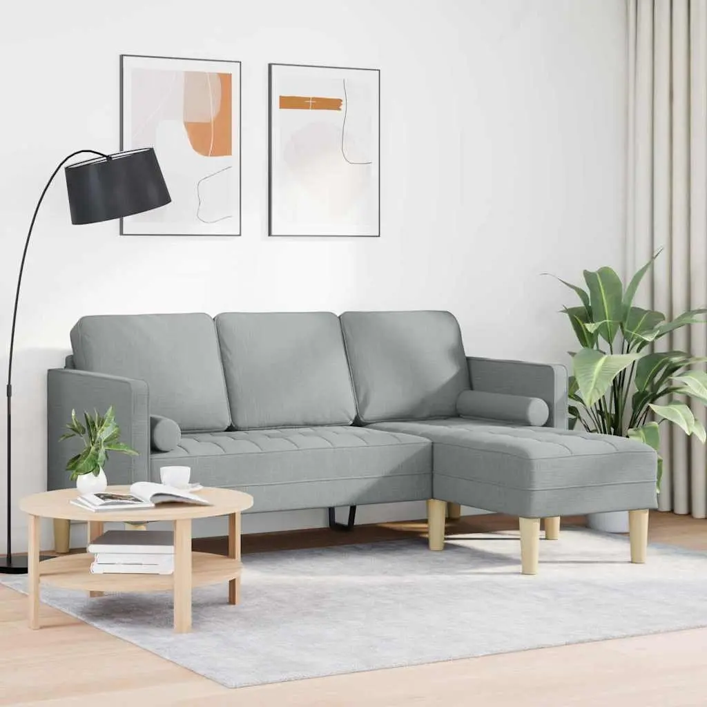 Modular Sofa Set Light Grey Polyester Reconfigurable Living Room