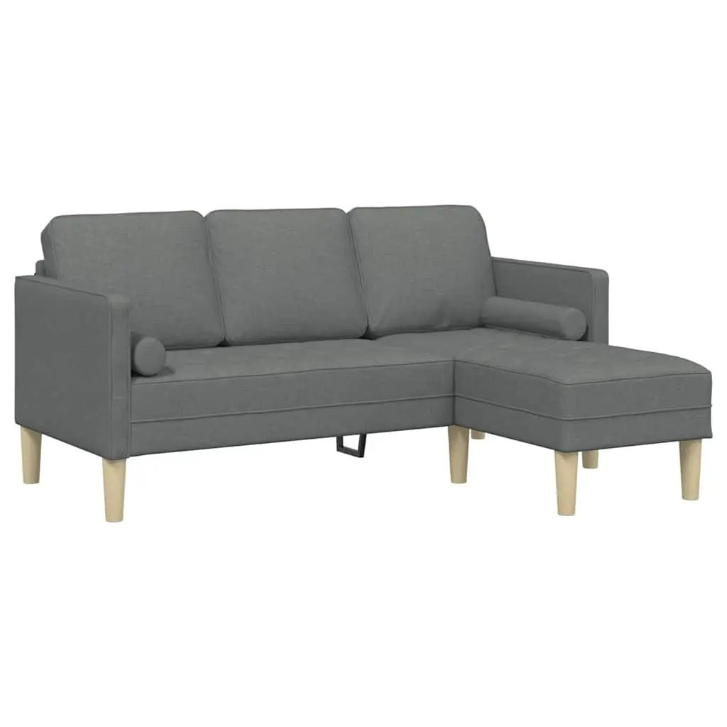 Modern Modular Sofa Set with Cushions Grey Polyester Sectional Couch Living Room