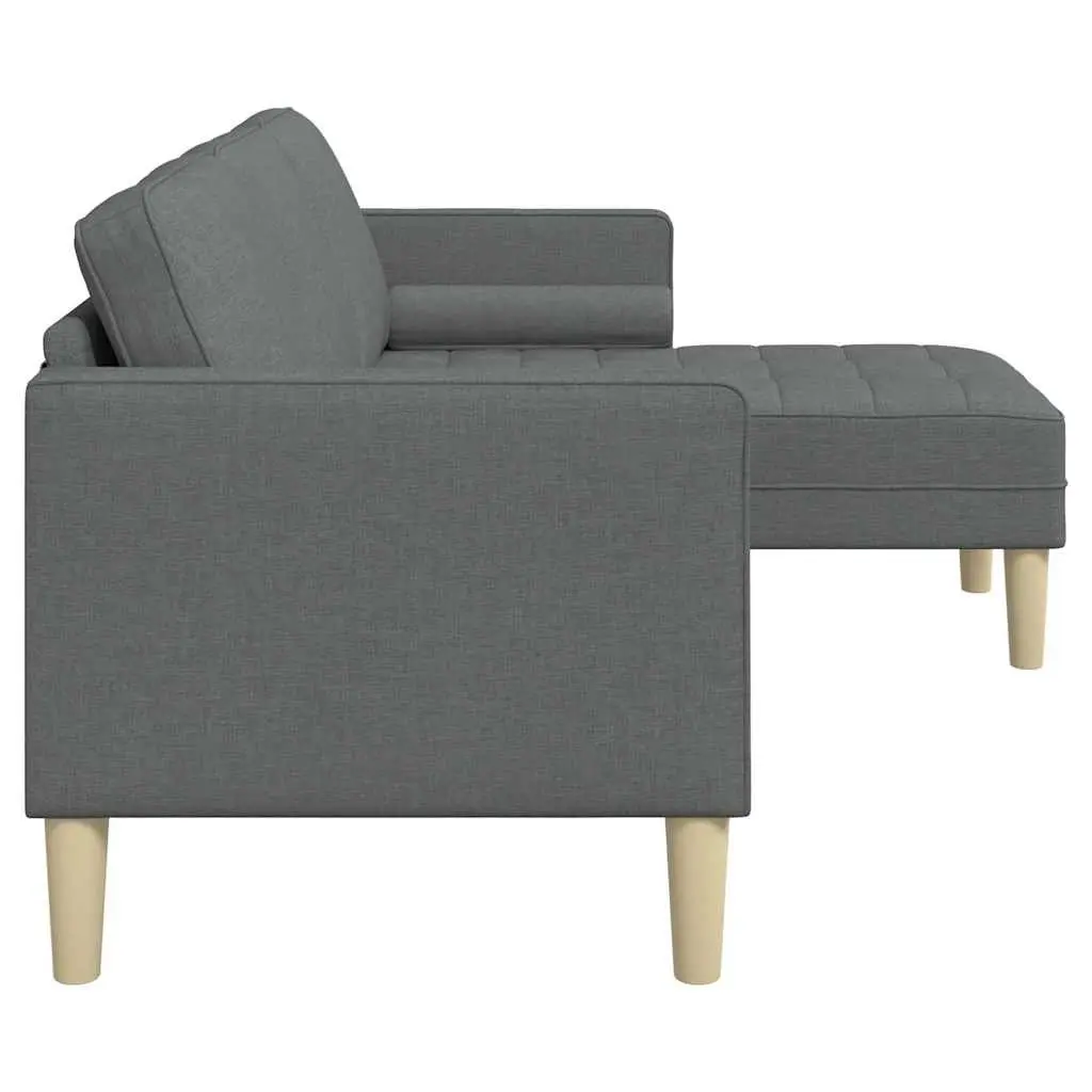 Modern Modular Sofa Set with Cushions Grey Polyester Sectional Couch Living Room