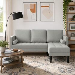 Light Grey Polyester Modular Sofa Set for Cozy Living Rooms