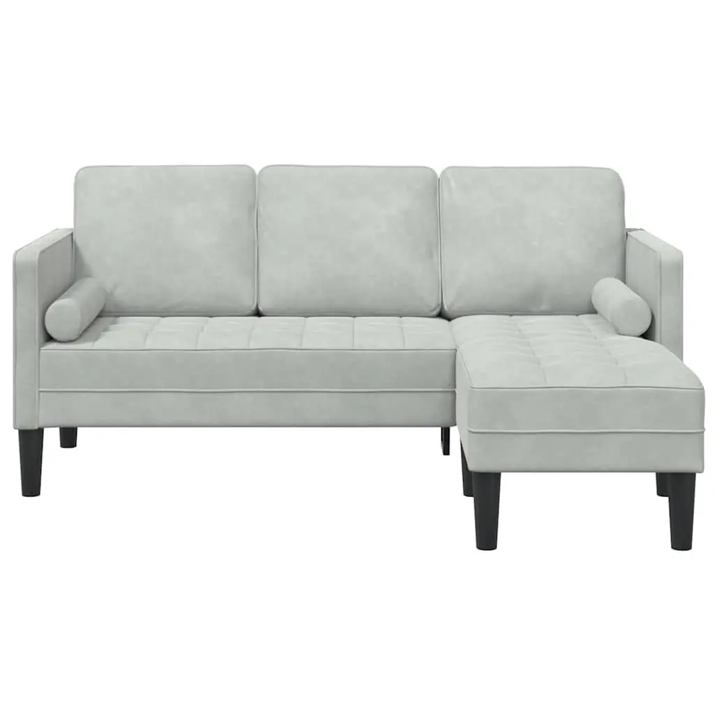 Modular Sofa Set Light Grey Polyester Compact Living Room Sectional Couch