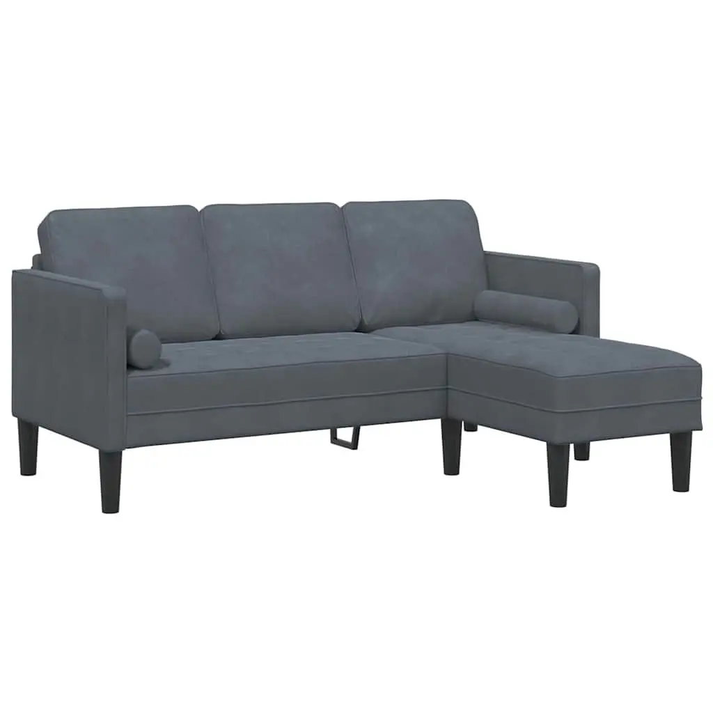 Grey Modular Sofa Set with Cushion Modern Living Room Furniture Compact Design