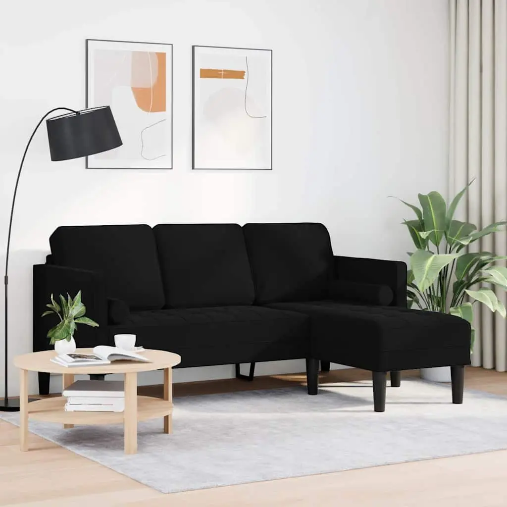 Modular Sofa Set Black Modern Sectional Couch Polyester Velvet