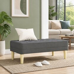 Stylish Grey Bench Ottoman with Cushion for Cozy Living