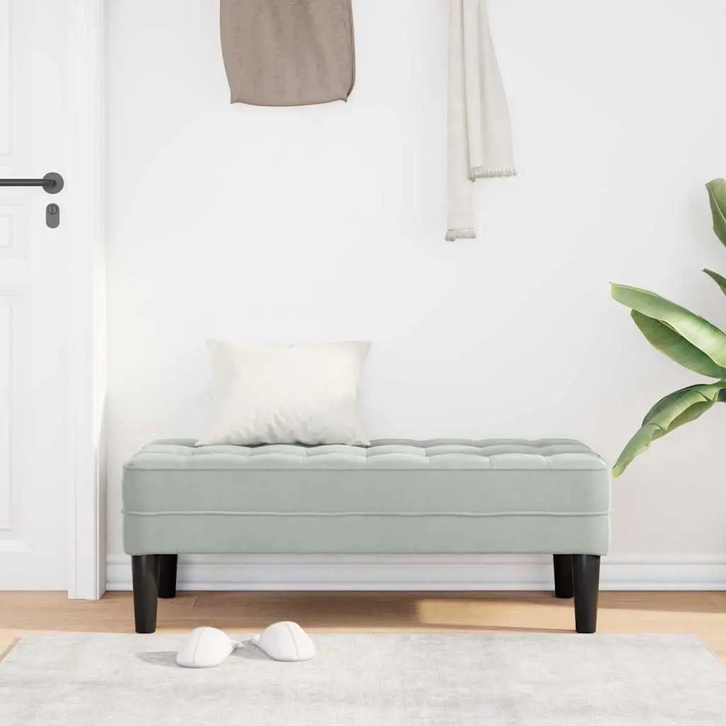 Bench Light Grey Modern Velvet Ottoman 113 x 57 x 39 cm Plywood