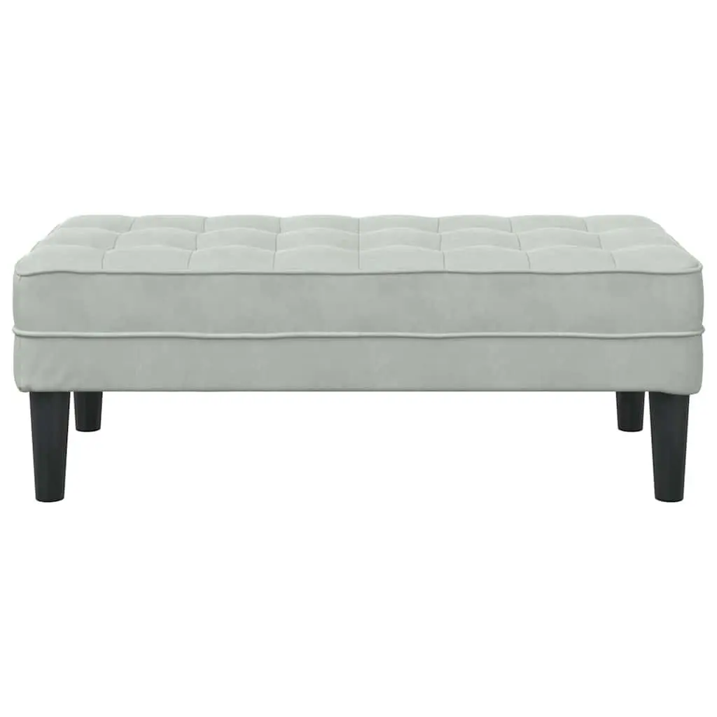Bench Light Grey Modern Velvet Ottoman 113 x 57 x 39 cm Plywood