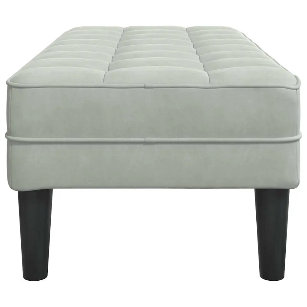 Bench Light Grey Modern Velvet Ottoman 113 x 57 x 39 cm Plywood
