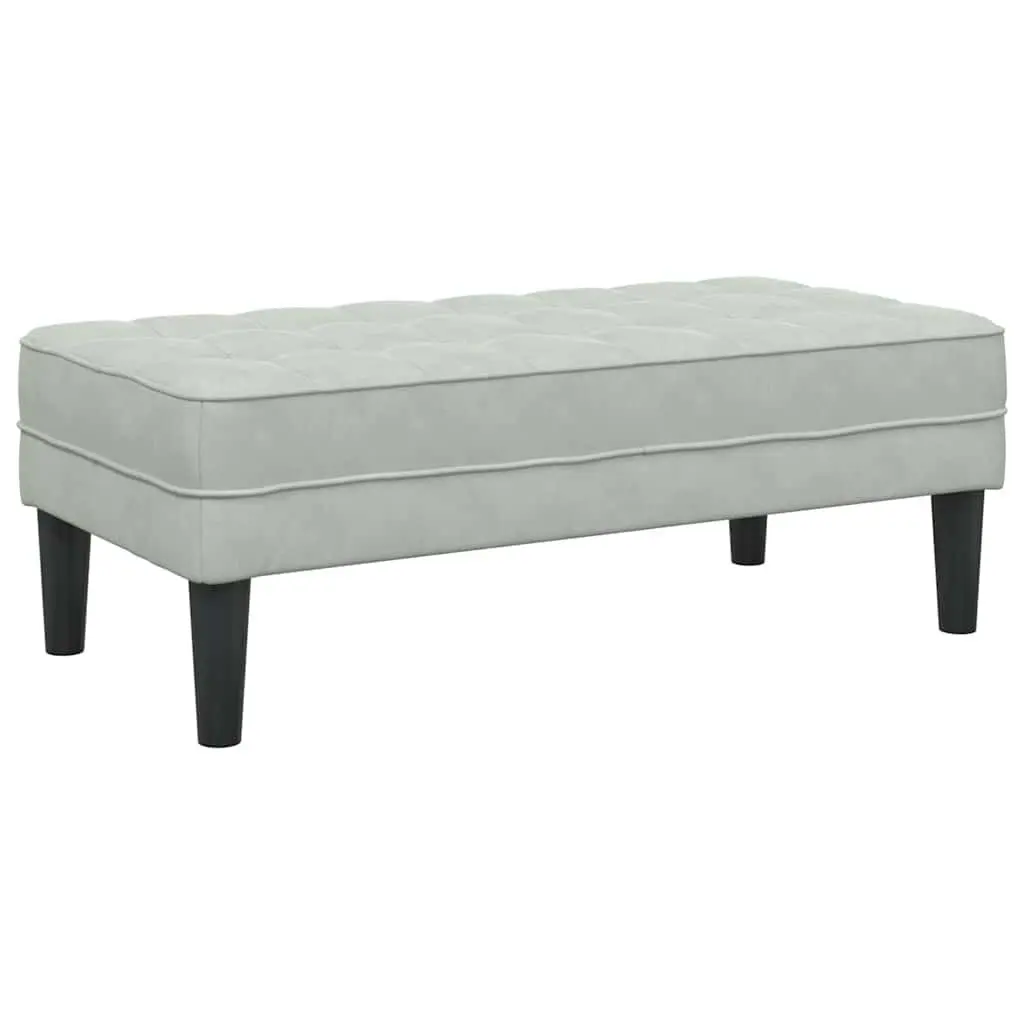 Bench Light Grey Modern Velvet Ottoman 113 x 57 x 39 cm Plywood