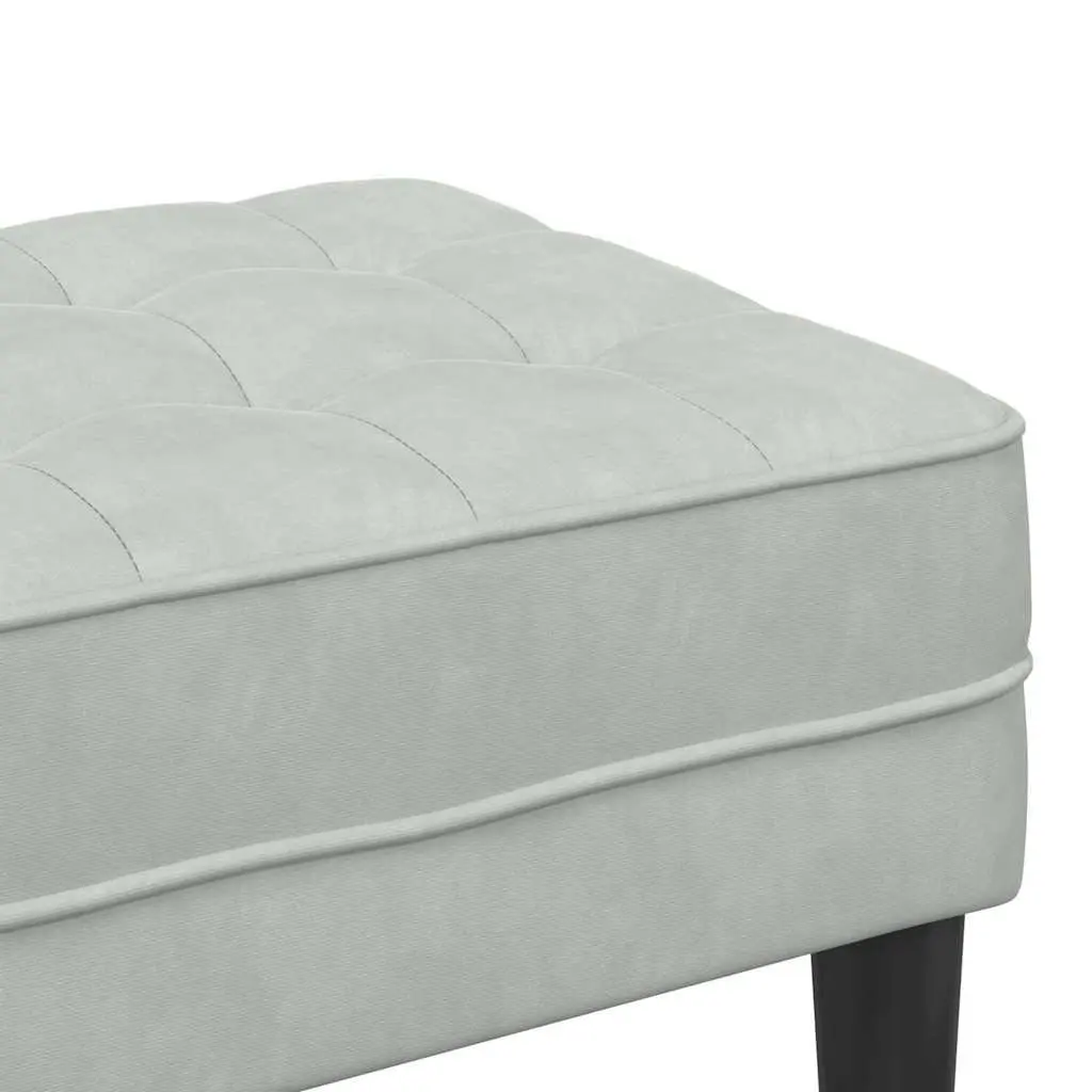 Bench Light Grey Modern Velvet Ottoman 113 x 57 x 39 cm Plywood