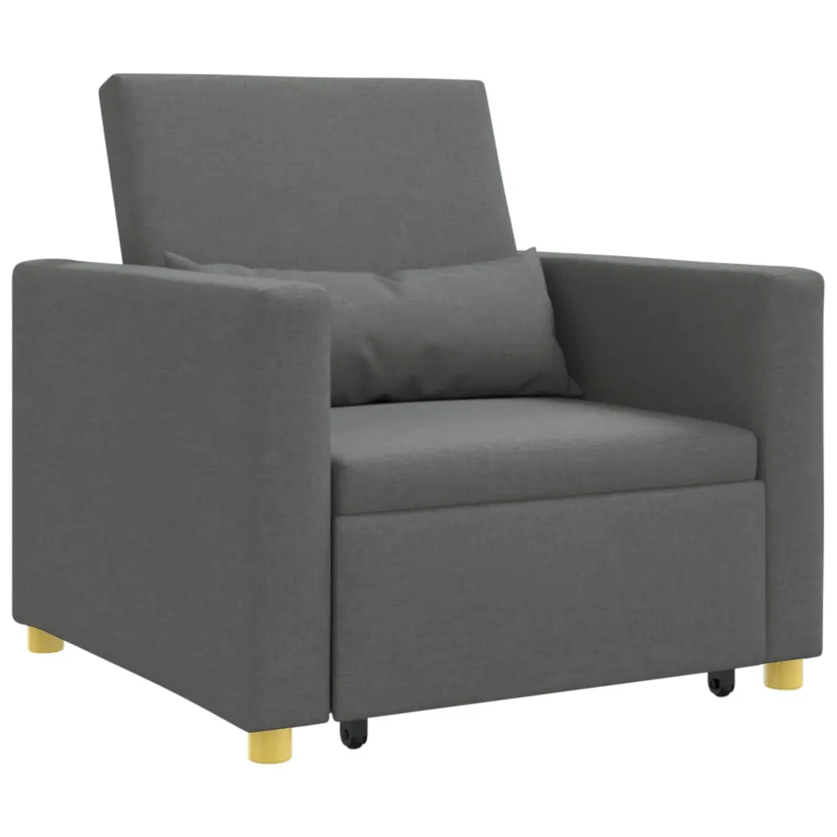 Pull Out Sofa Bed Grey 90x165x87cm 3-in-1 Convertible Armchair Recliner Fabric Steel