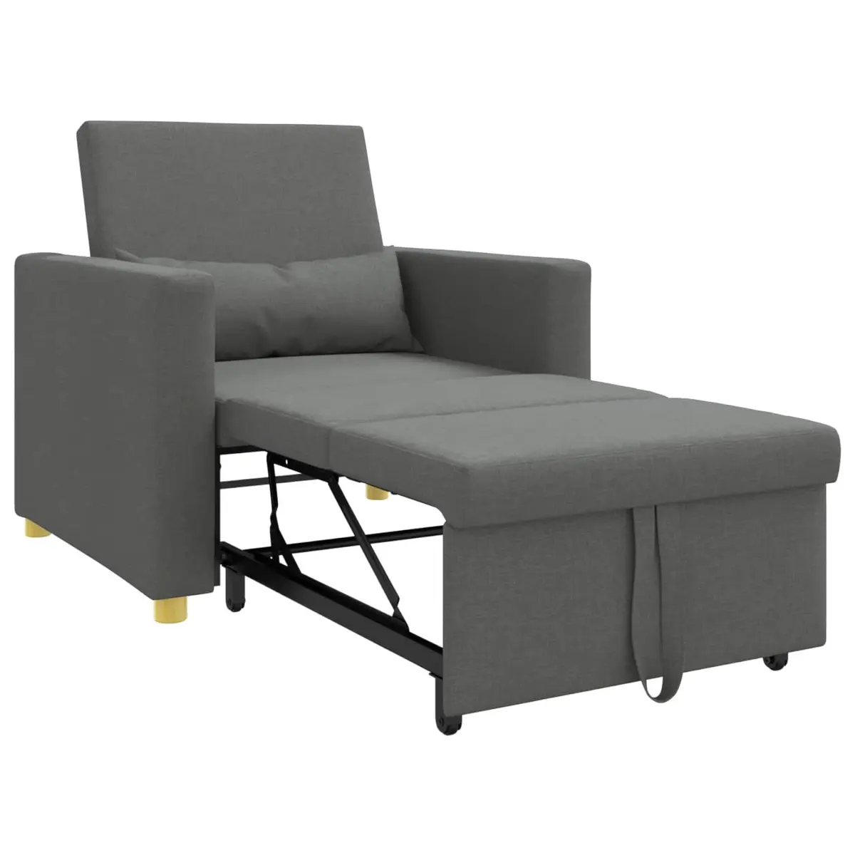 Pull Out Sofa Bed Grey 90x165x87cm 3-in-1 Convertible Armchair Recliner Fabric Steel