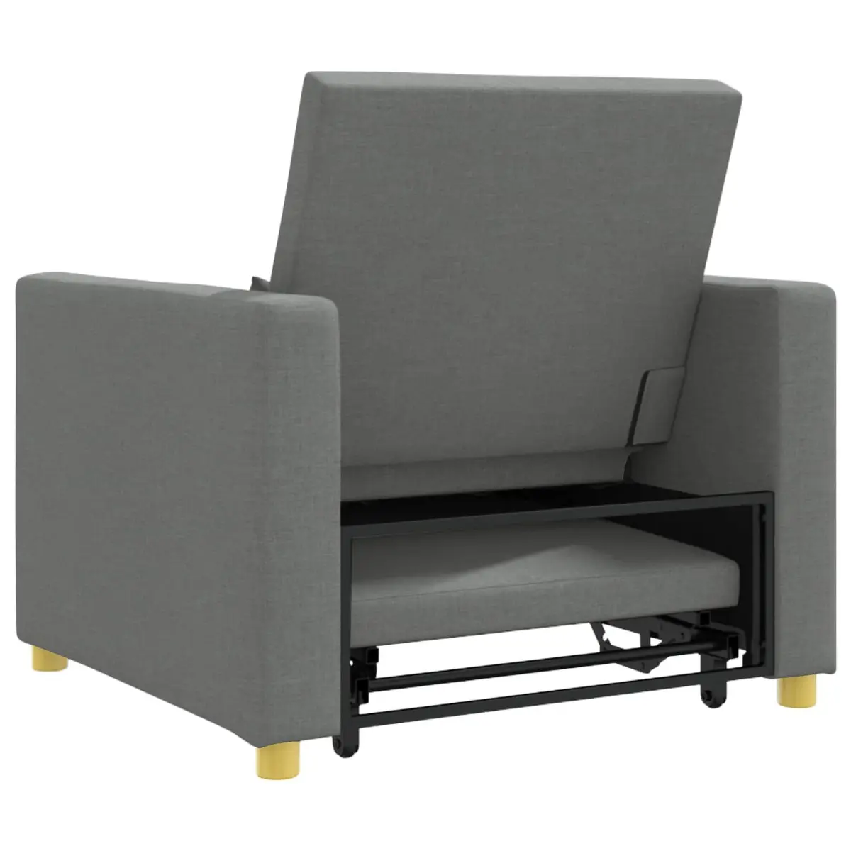 Pull Out Sofa Bed Grey 90x165x87cm 3-in-1 Convertible Armchair Recliner Fabric Steel