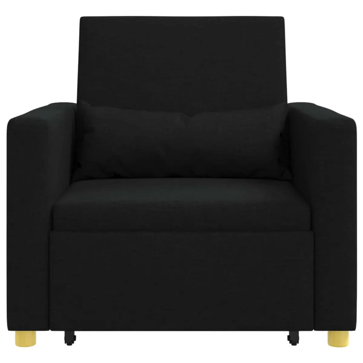 Single Sofa Bed Convertible Armchair Recliner 3-in-1 Black Fabric Steel