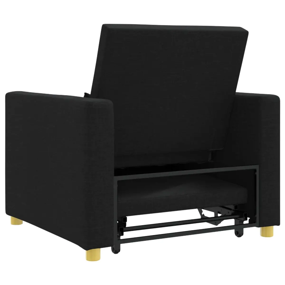 Single Sofa Bed Convertible Armchair Recliner 3-in-1 Black Fabric Steel