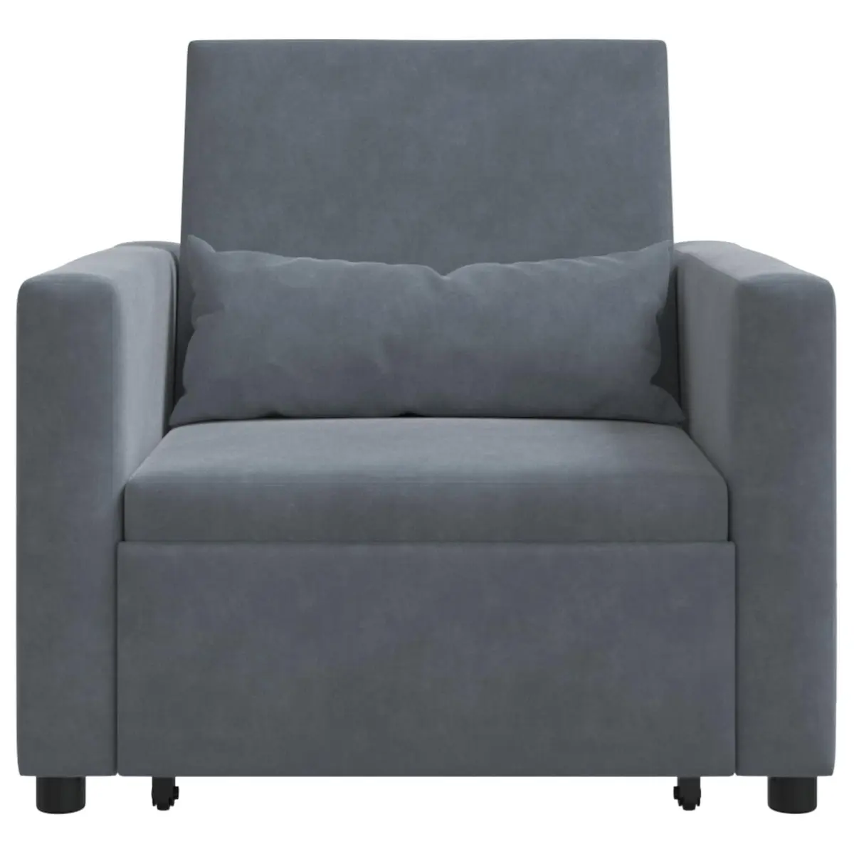 Single Sofa Bed Convertible Chair Recliner Grey Velvet 3-in-1 Adjustable Backrest Pull Out with Wheels