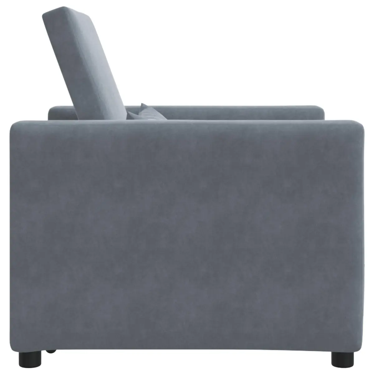 Single Sofa Bed Convertible Chair Recliner Grey Velvet 3-in-1 Adjustable Backrest Pull Out with Wheels