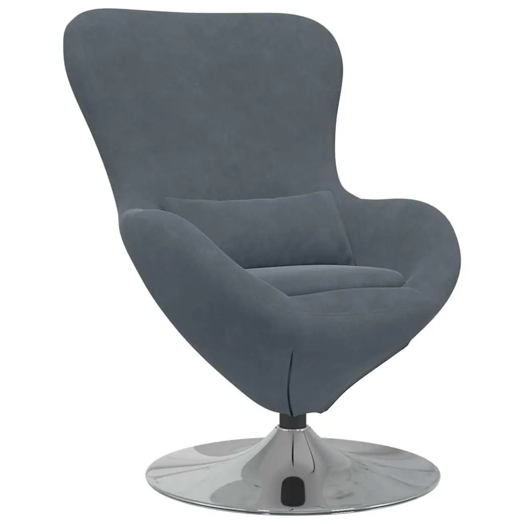 Egg Chair Modern Grey Velvet Swivel Lounge Armchair