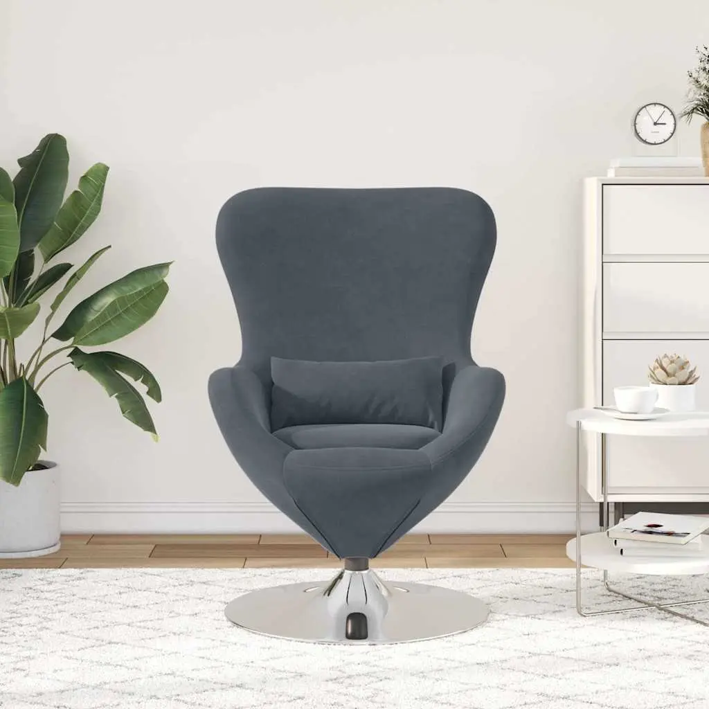 Egg Chair Modern Grey Velvet Swivel Lounge Armchair
