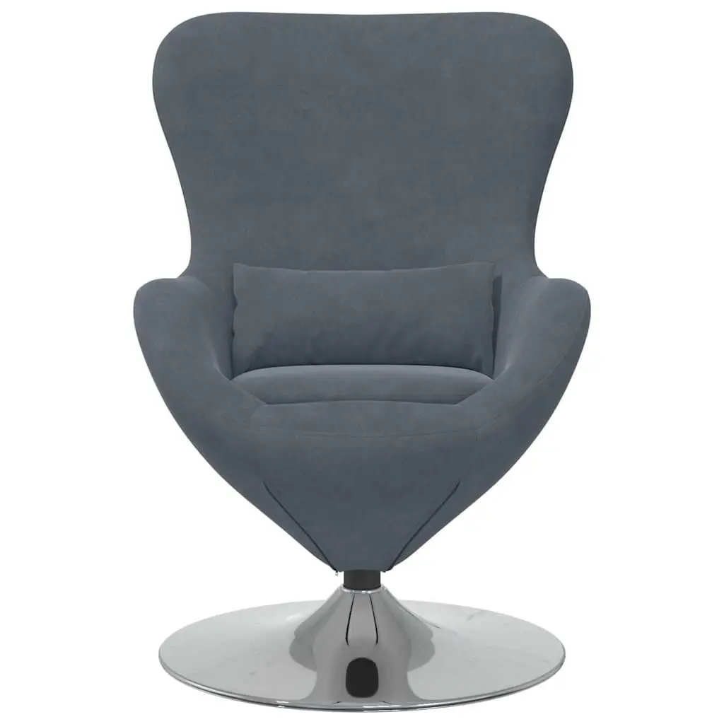 Egg Chair Modern Grey Velvet Swivel Lounge Armchair