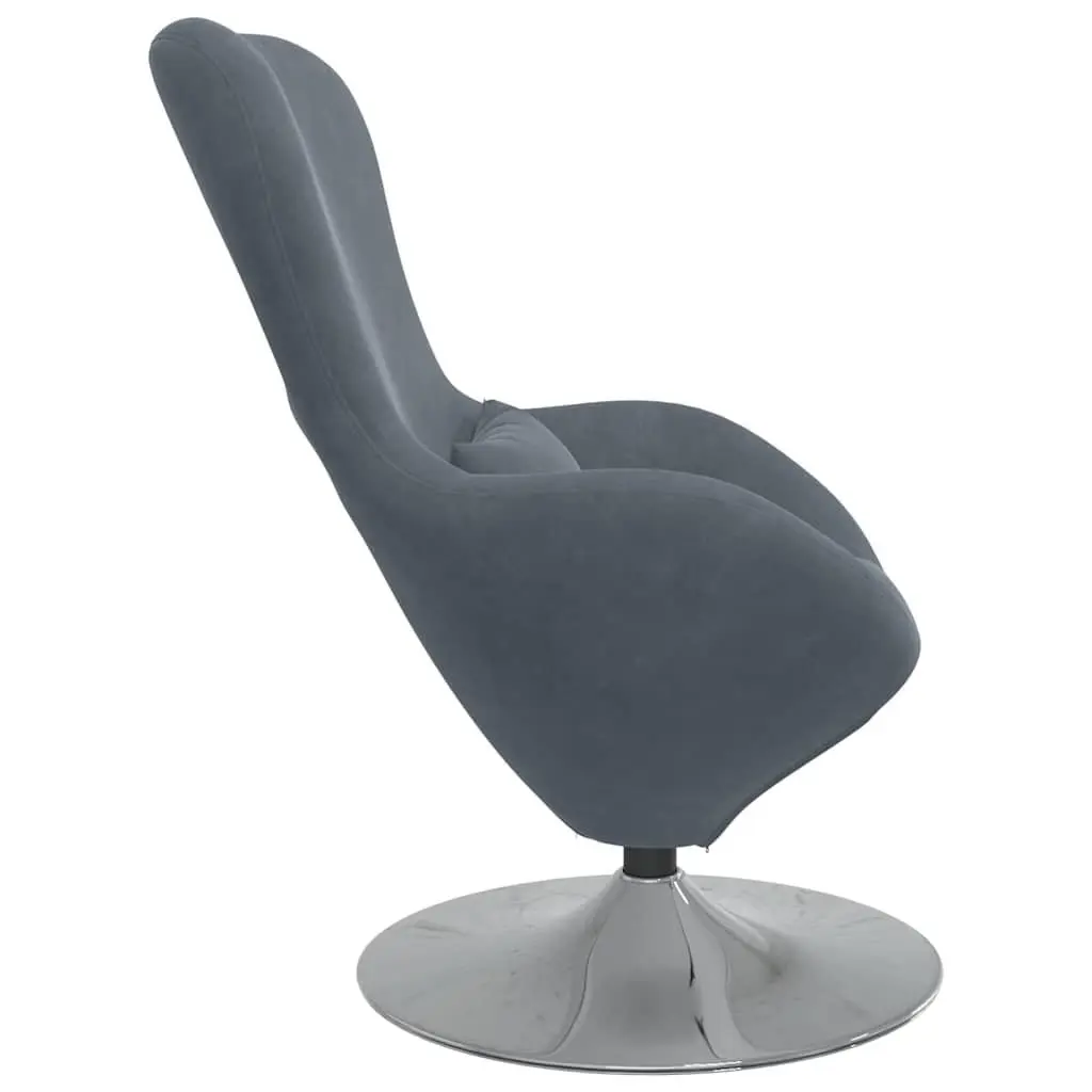 Egg Chair Modern Grey Velvet Swivel Lounge Armchair