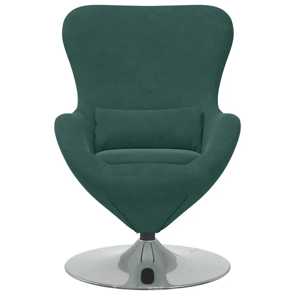 Egg Chair Modern Velvet Swivel Lounge Armchair Dark Green