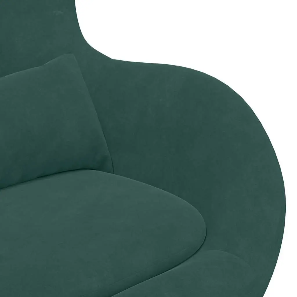 Egg Chair Modern Velvet Swivel Lounge Armchair Dark Green