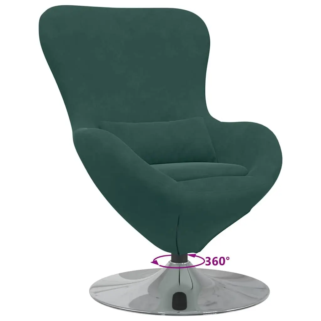 Egg Chair Modern Velvet Swivel Lounge Armchair Dark Green