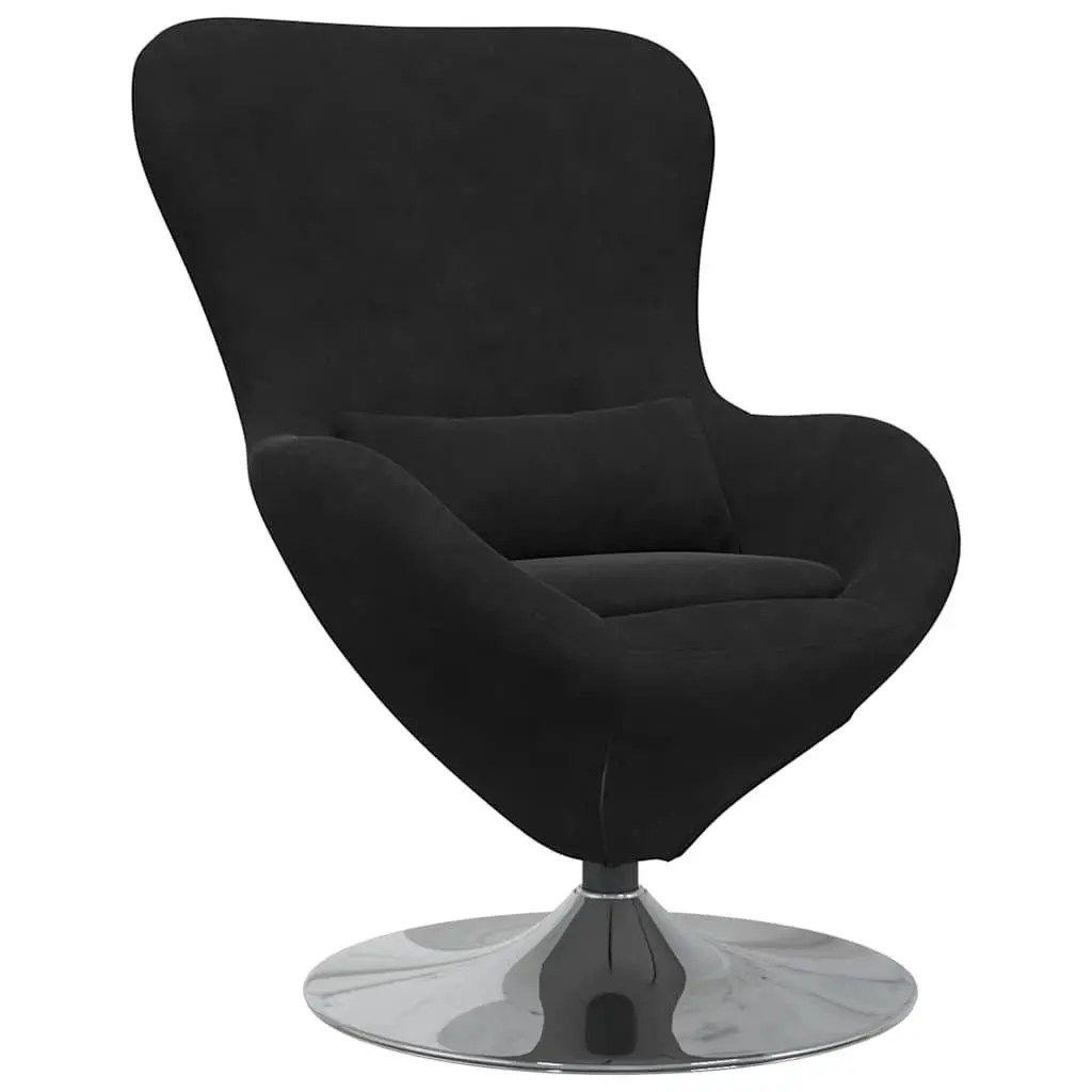 Lounge Chair Modern Black Velvet Armchair 360 Degree Swivel Base Soft Upholstery