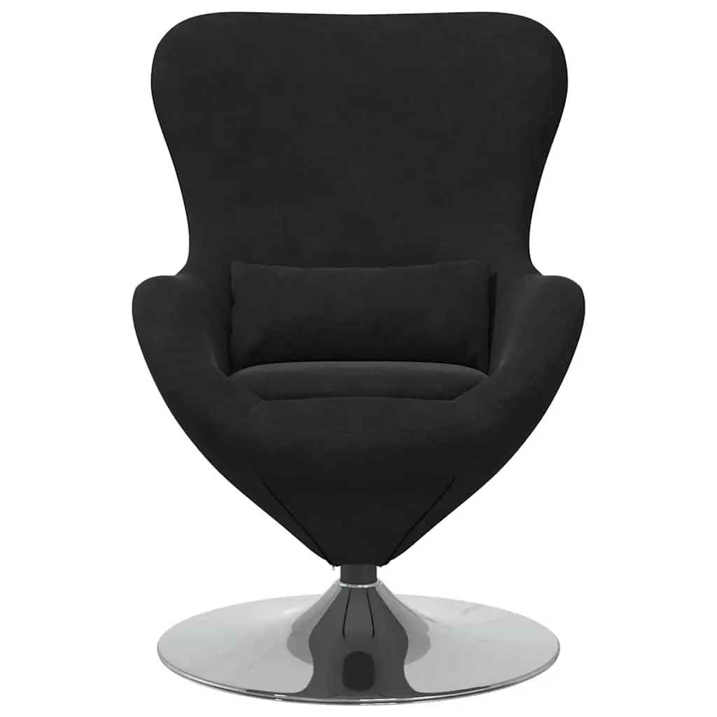 Lounge Chair Modern Black Velvet Armchair 360 Degree Swivel Base Soft Upholstery