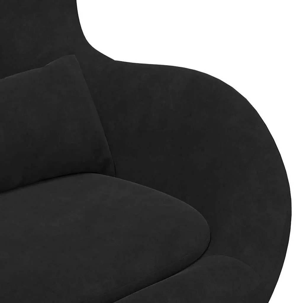 Lounge Chair Modern Black Velvet Armchair 360 Degree Swivel Base Soft Upholstery