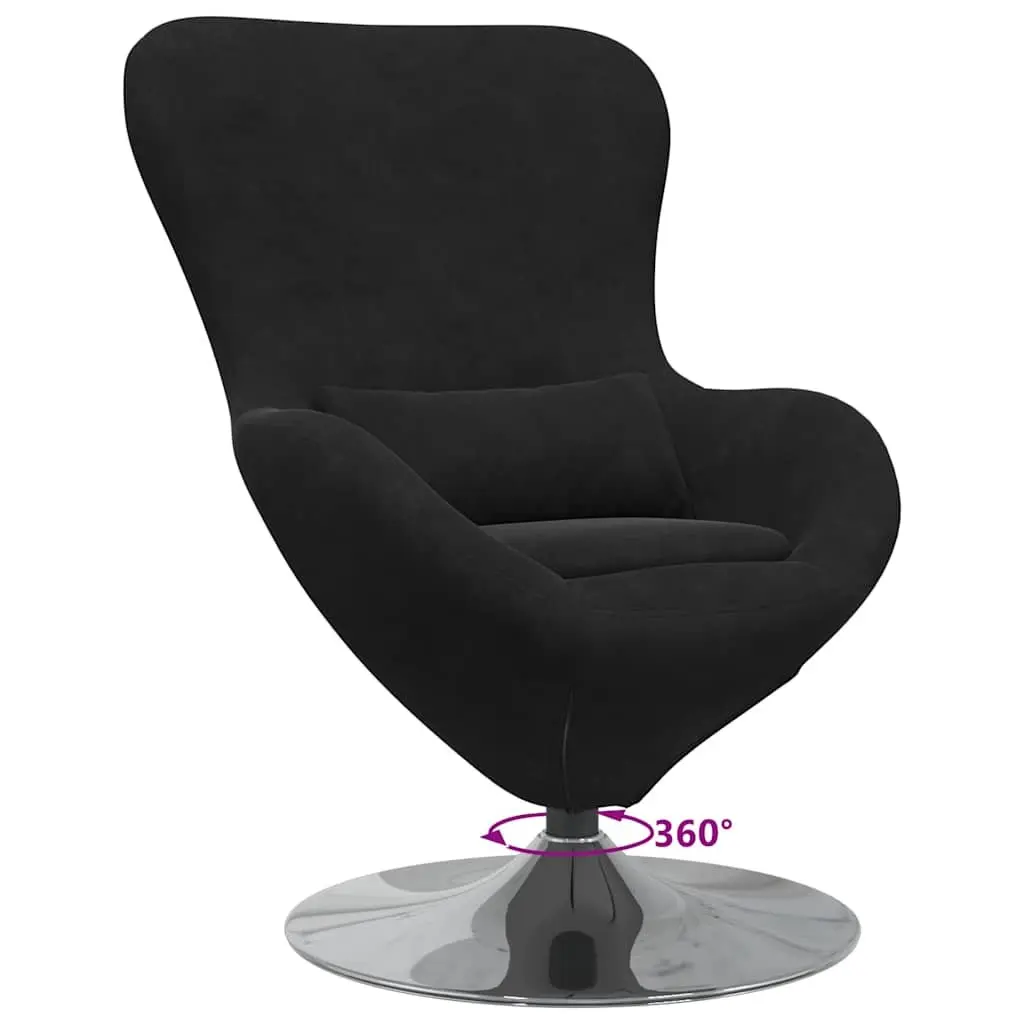 Lounge Chair Modern Black Velvet Armchair 360 Degree Swivel Base Soft Upholstery