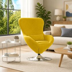 Yellow Velvet Swivel Egg Chair for Cozy Spaces