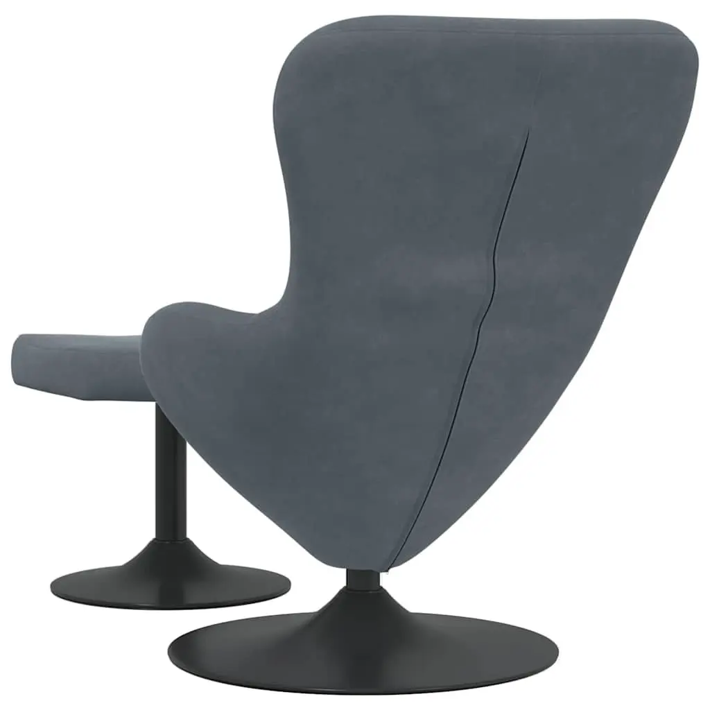 Egg Chair with Footstool Modern Grey Velvet Swivel Lounge Armchair