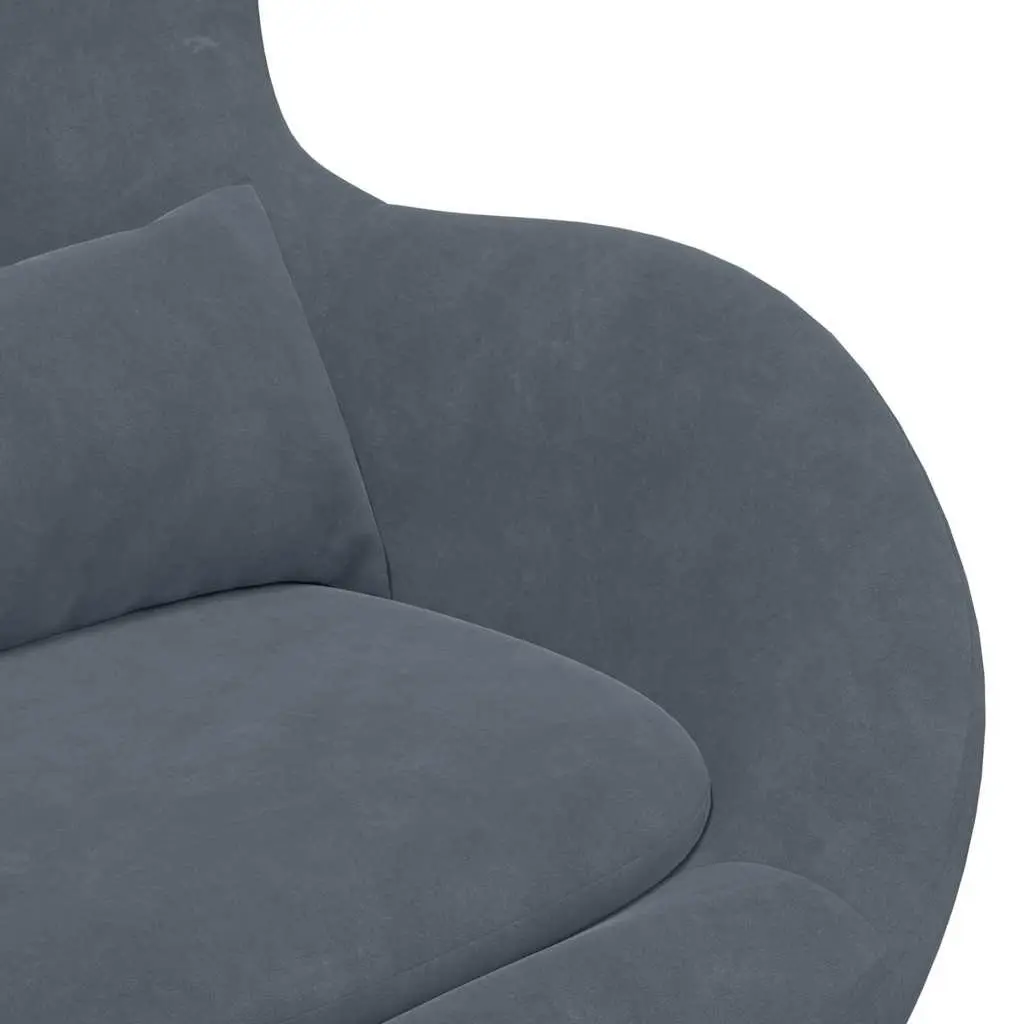 Egg Chair with Footstool Modern Grey Velvet Swivel Lounge Armchair