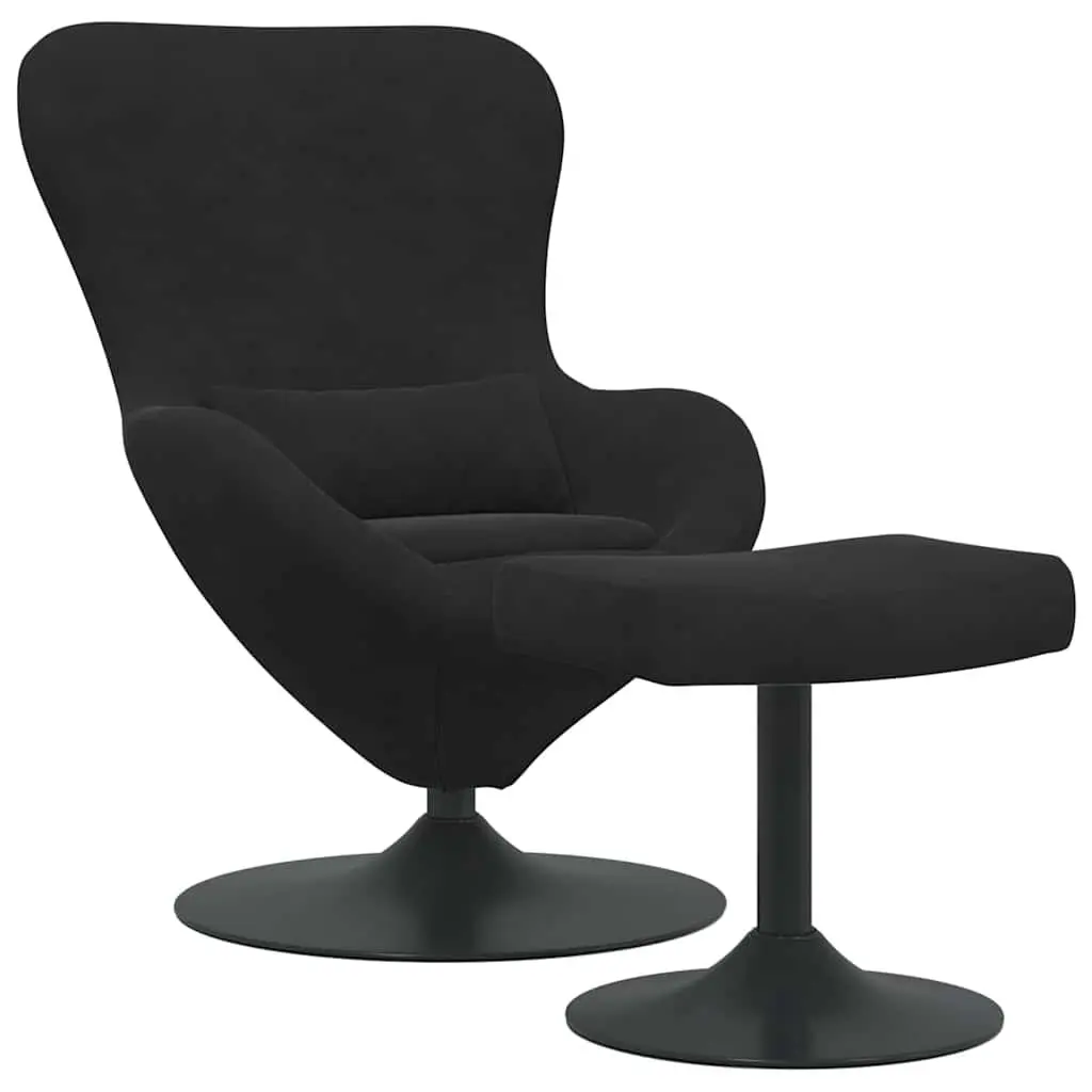 Black Velvet Egg Chair with Footstool
